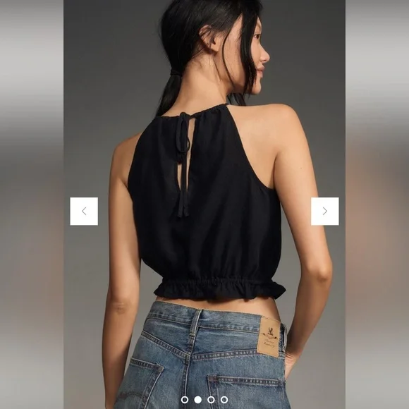 Anthropologie Pilcro Cropped Linen Halter Top, - Picture 2 of 10